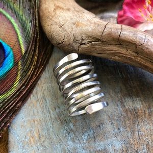 Sterling silver coil wire wrap ring size 6